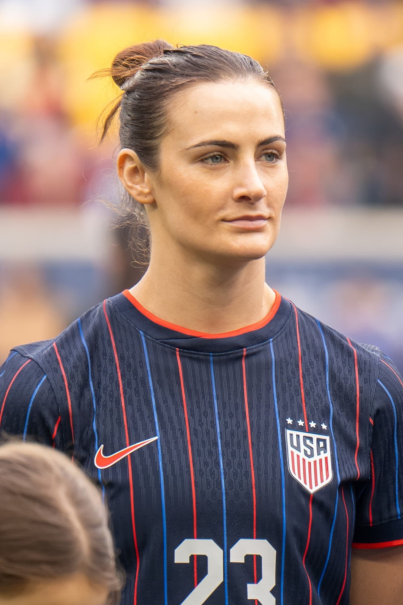 Emily Fox me fanellën e kombëtares amerikane në ndeshjen kundër Kolumbisë, më 7 mars 2026.